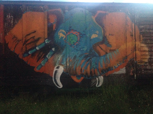 Mural De Elefante En Vagón De Tren 