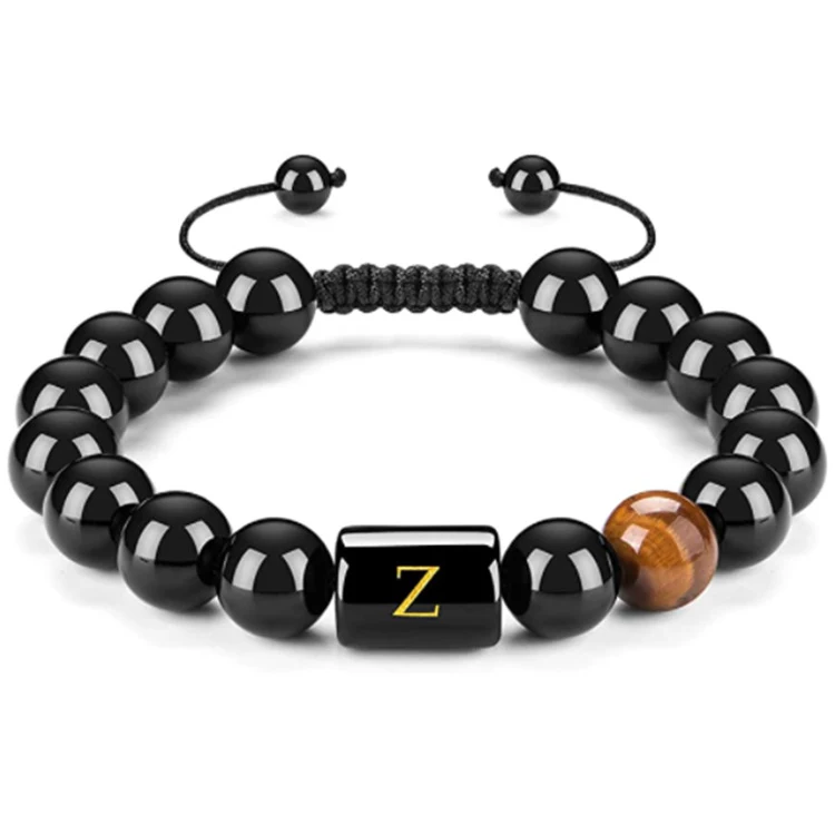 Title 25, Pulseira masculina de ágata negra natural, eleg...