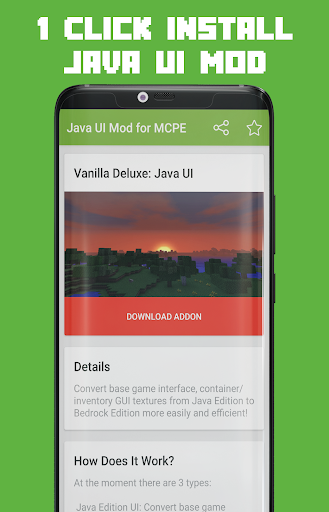 Screenshot Java UI Mod for MCPE