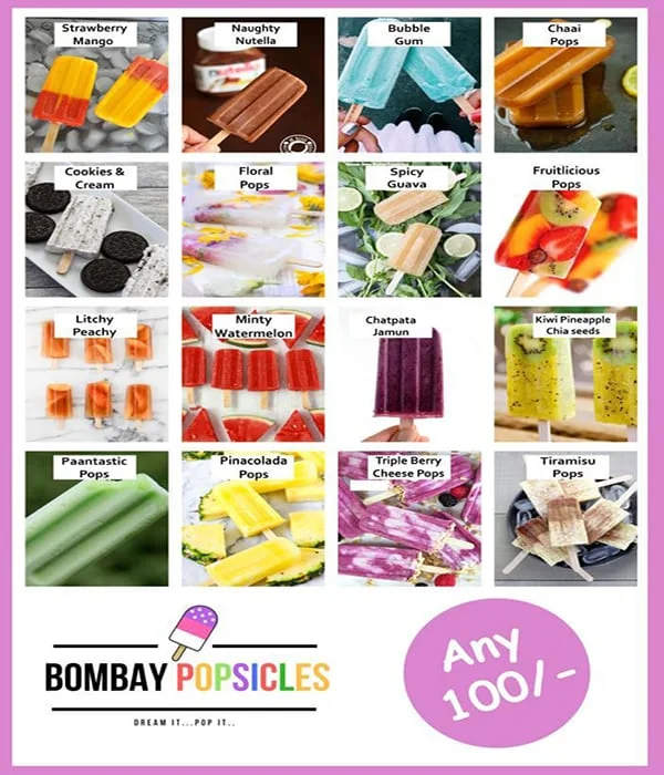 Bombay Popsicle menu 