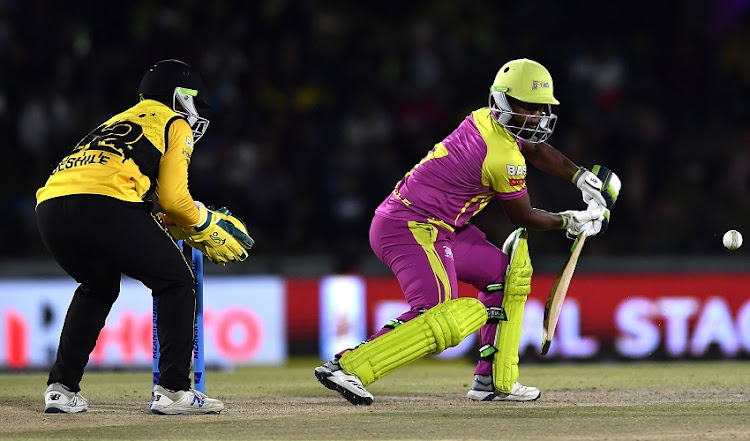 Mangaliso Mosehle of Paarl Rocks during the Mzansi Super League match between Paarl Rocks and Jozi Stars at Eurolux Boland Park on November 22, 2019 in Paarl, South Africa.