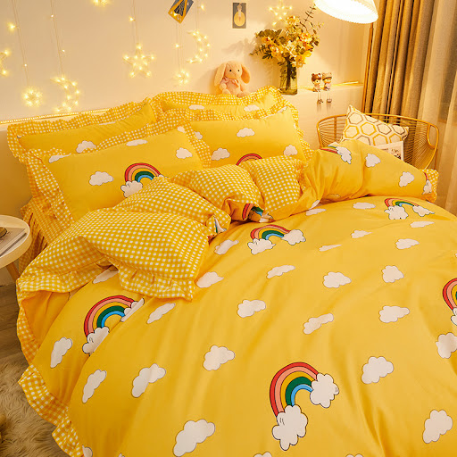 Title 4, Cotton Floral Duvet Cover Bed Sheet Bed Skirt T...