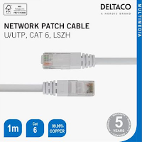 Kabel DELTACO nettverk Cat6 1m hvit (Org.nr.00210007)