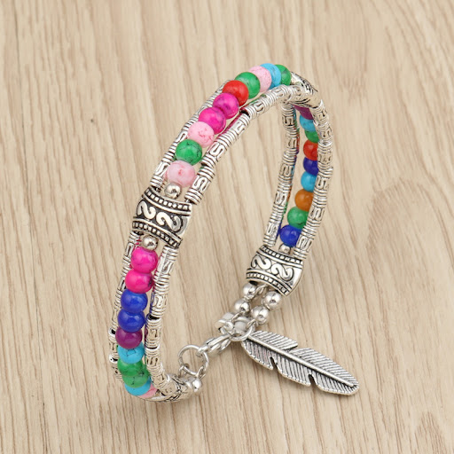 Title 3, Fashion Alloy Turquoise Feather Bracelet for wo...