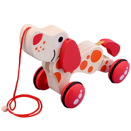 Title 3, Wooden Animal Puppy Crocodile Trailer, a Cartoo...
