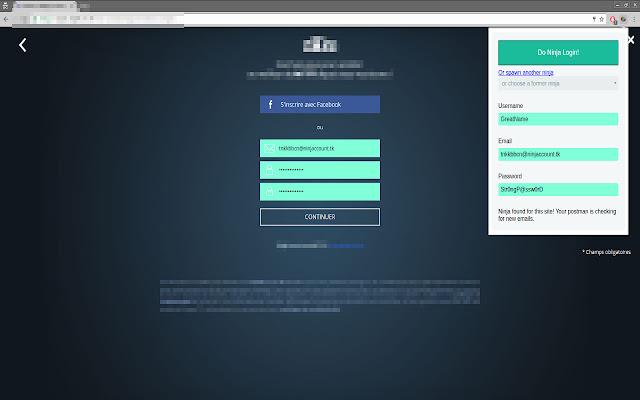Ninja Account chrome extension