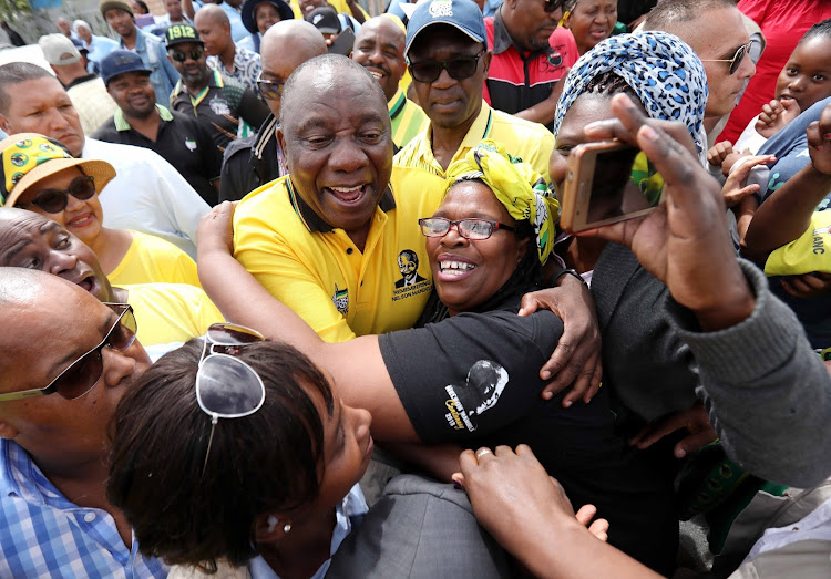 ANC President Cyril Ramaphosa with ministers of his cabinet including the leadership of the Western Cape went door-to-door as they meet ANC supporters on their election campaign trail in Delft and Mfuleni on March 22 2019.