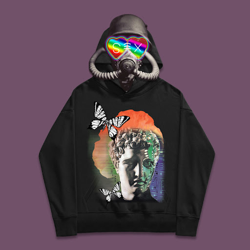 Title 11, Insect butterfly printing cotton hooded sweatshirt