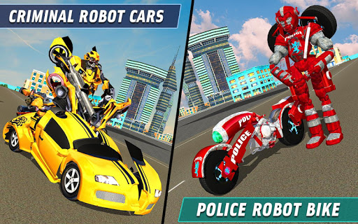 Flying Robot Police Chase- City Fighter War Robots