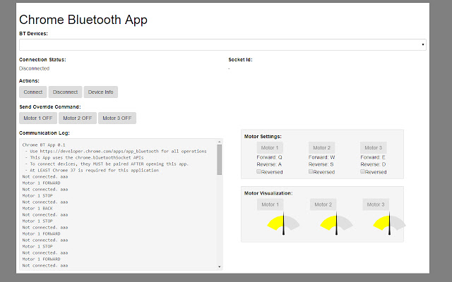 NXT Bluetooth Controller chrome extension