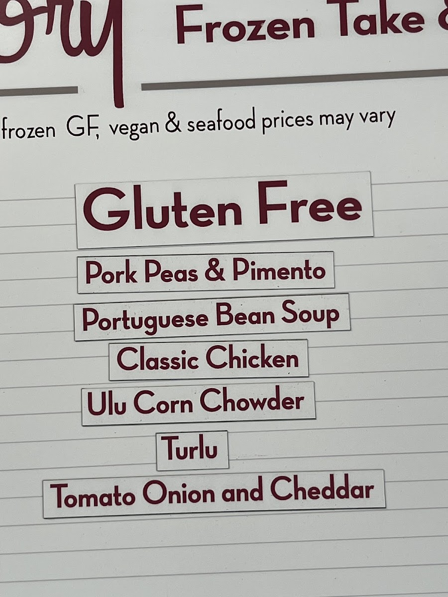 The Right Slice gluten-free menu