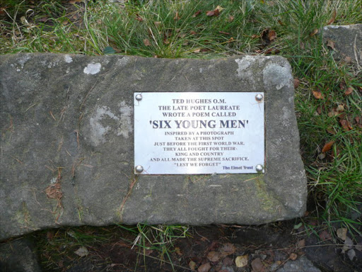 Another Ted Hughes memorial at the spot which inspired the poem 'Six Young Men'.