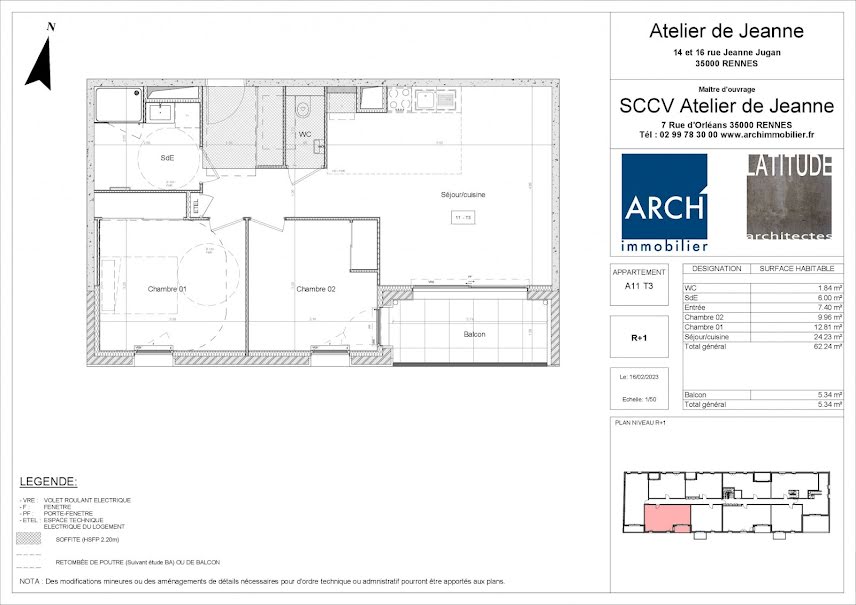 Vente appartement 3 pièces 78.41 m² à Rennes (35000), 436 600 €