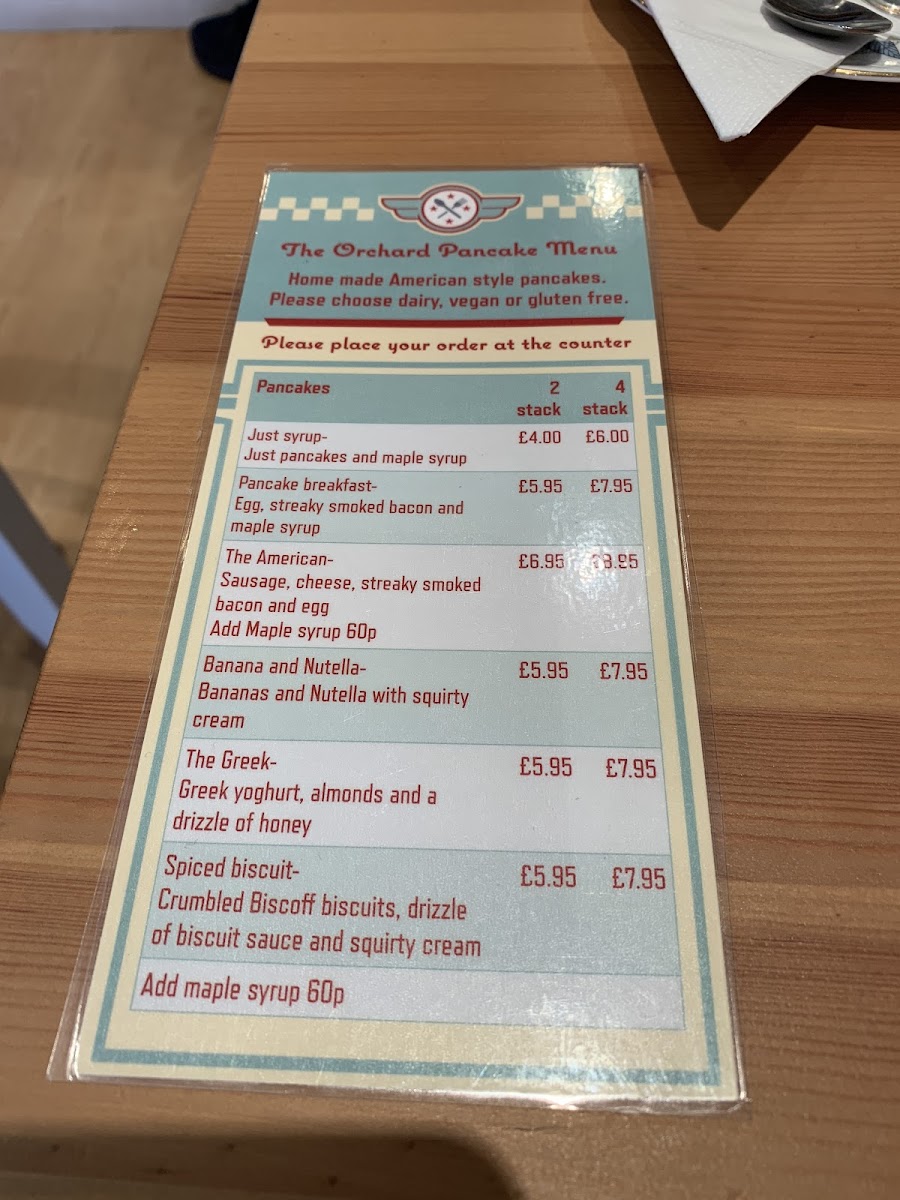 One side of the menu