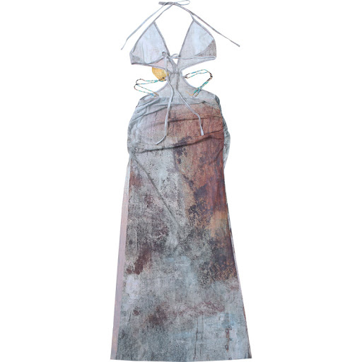Title 9, Deep V Hot Girl Halter Dress with Lace-up Backl...