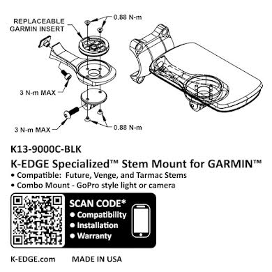 K-Edge Garmin Specialized Future Combo Mount - Black alternate image 0