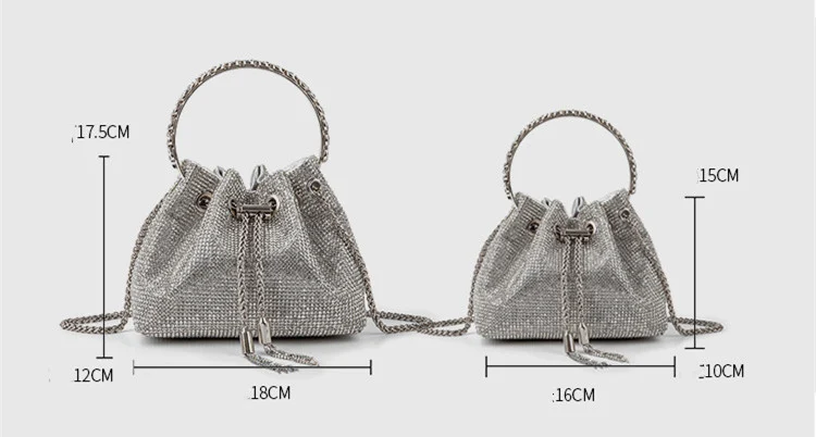 Title 1, Bolsa feminina de ombro com corrente de strass,...