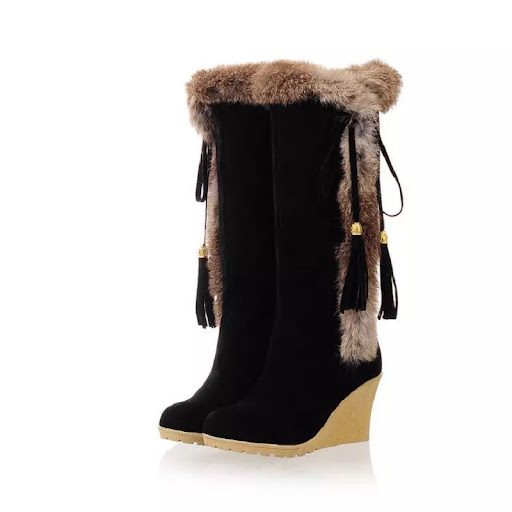 Title 7, Autumn and Winter New Frosted Plus Size Wedge B...