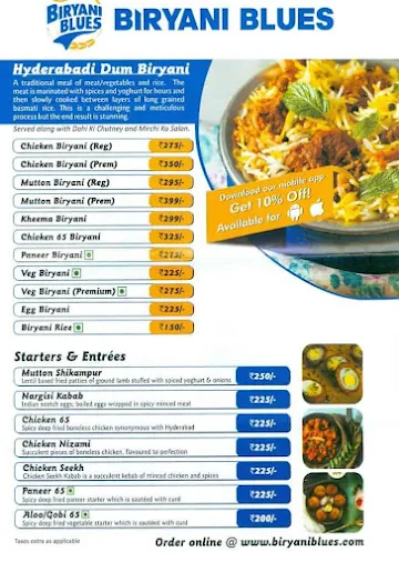 Biryani Blues menu 