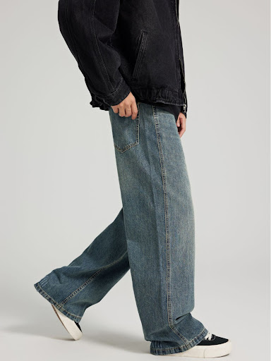 Title 4, Mens Retro Loose Wide Leg Ripped Jeans for a r...