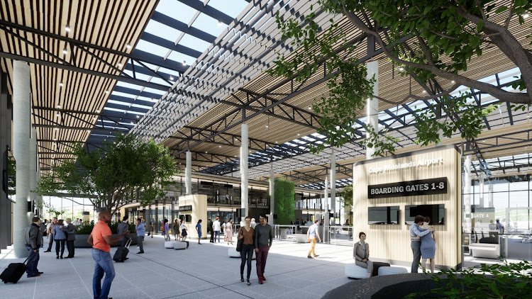 An artist's impression of the passenger terminal. The aim is to process 2-million international tourists and 3-million domestic travellers a year by 2050, which would double the annual passenger traffic to the region.