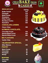 Celebaketion Cakes menu 1