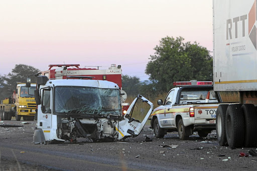 Two trucks collide head-on on the N1 road between Mokopane and Mookgophong. This stretch of road saw 40 people die on it in a space of two months. / ANTONIO MUCHAVE