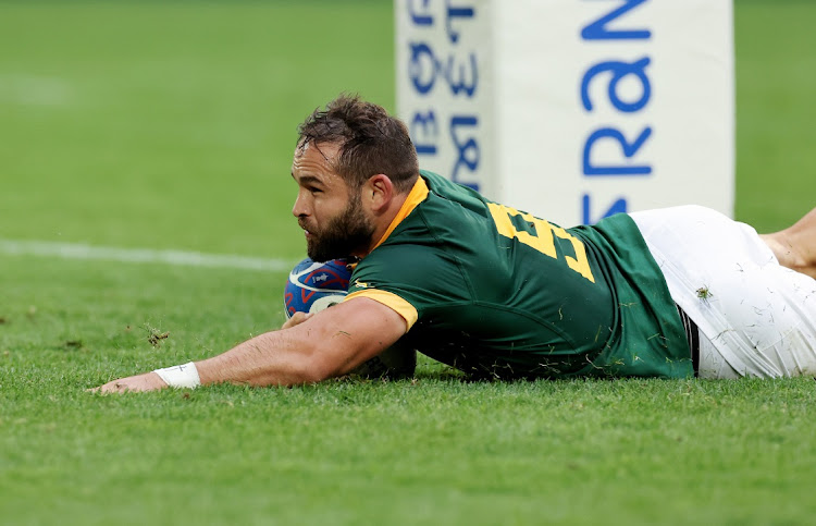 Cobus Reinach scores the Springboks' third try in their 2023 Rugby World Cup win against Romania at Nouveau Stade de Bordeaux, September 17 2023. Picture: JAN KRUGER/GETTY IMAGES