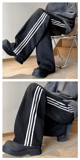 Title 8, Mens Retro Three-Bar Straight Casual All-Match...