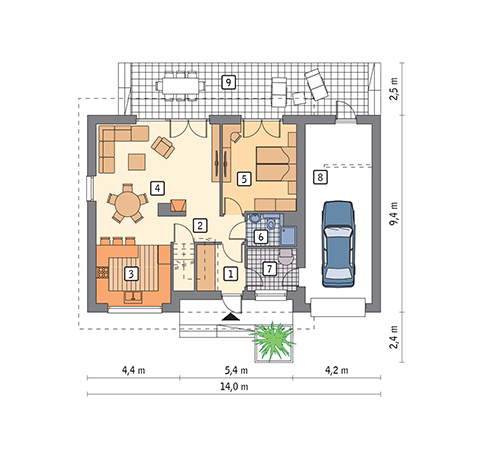 Cenny - wariant II (etap I) - M260aG1 - Rzut parteru