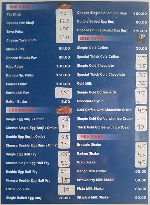 Hotel Durga menu 