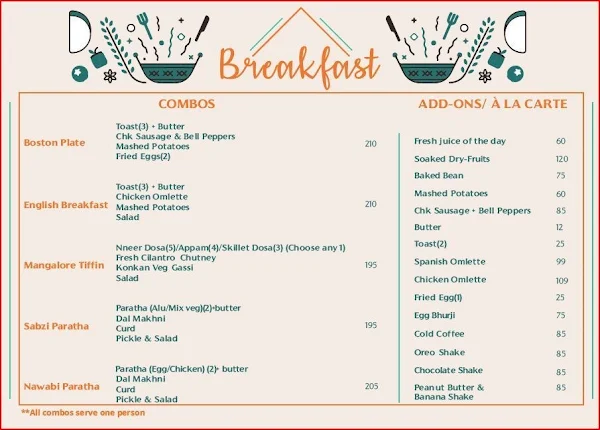 The Breakfast & Dinner Club menu 