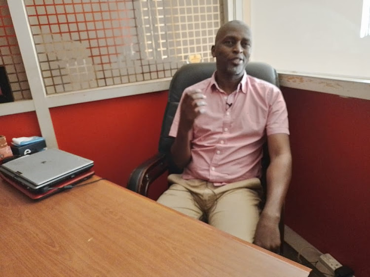 Martin Keino during our interview in his office in Eldoret.