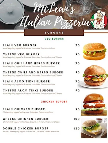 Mcleans Italian Pizzeria menu 