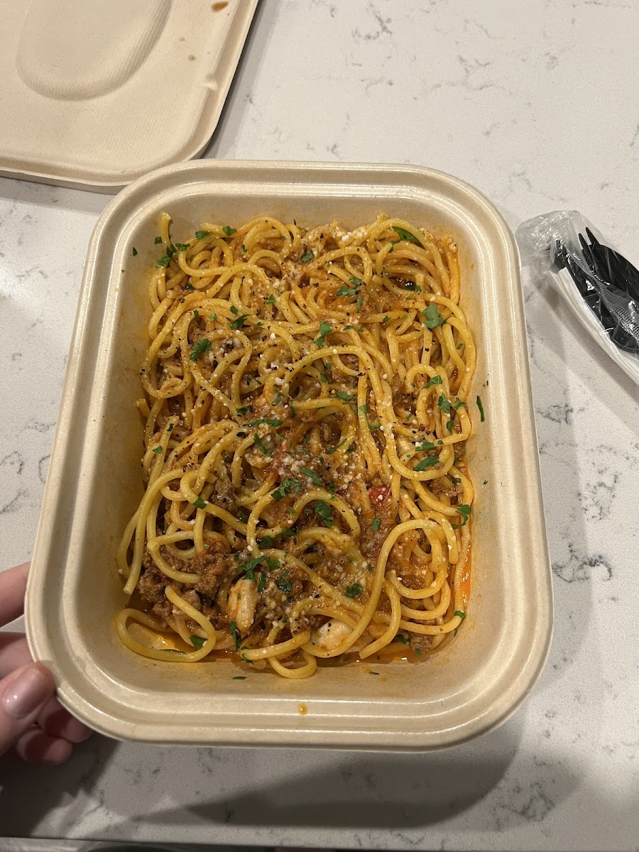 Bolognese with gluten free pasta