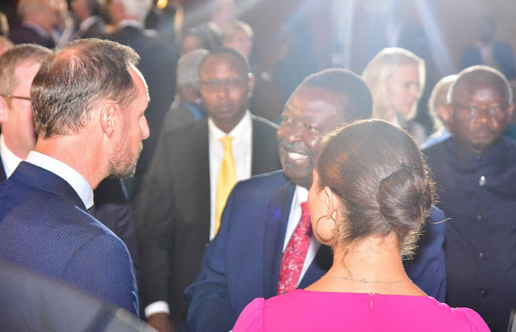 Prime Cabinet Secretary Musalia Mudavadi with the Crown Prince of Norway, His Excellency Haakon Magnus and her Royal Highness The Crown Princess of Sweden, Victoria Ingrid Alice De’siree’ on November 24,2022.