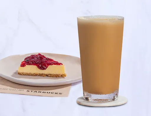 Tall Cold Coffee With New York Cheesecake