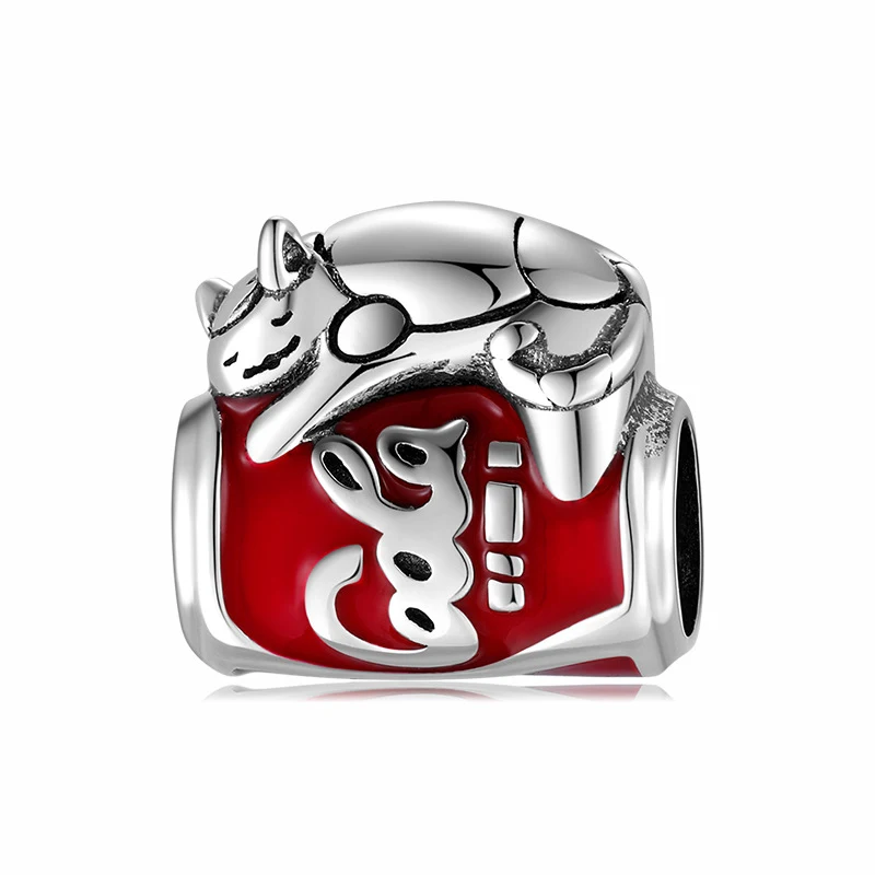 Bracelet S925 Argent Sterling perles Chat Glace Donut, accessoires DIY pour créer vos propres bracelets uniques.