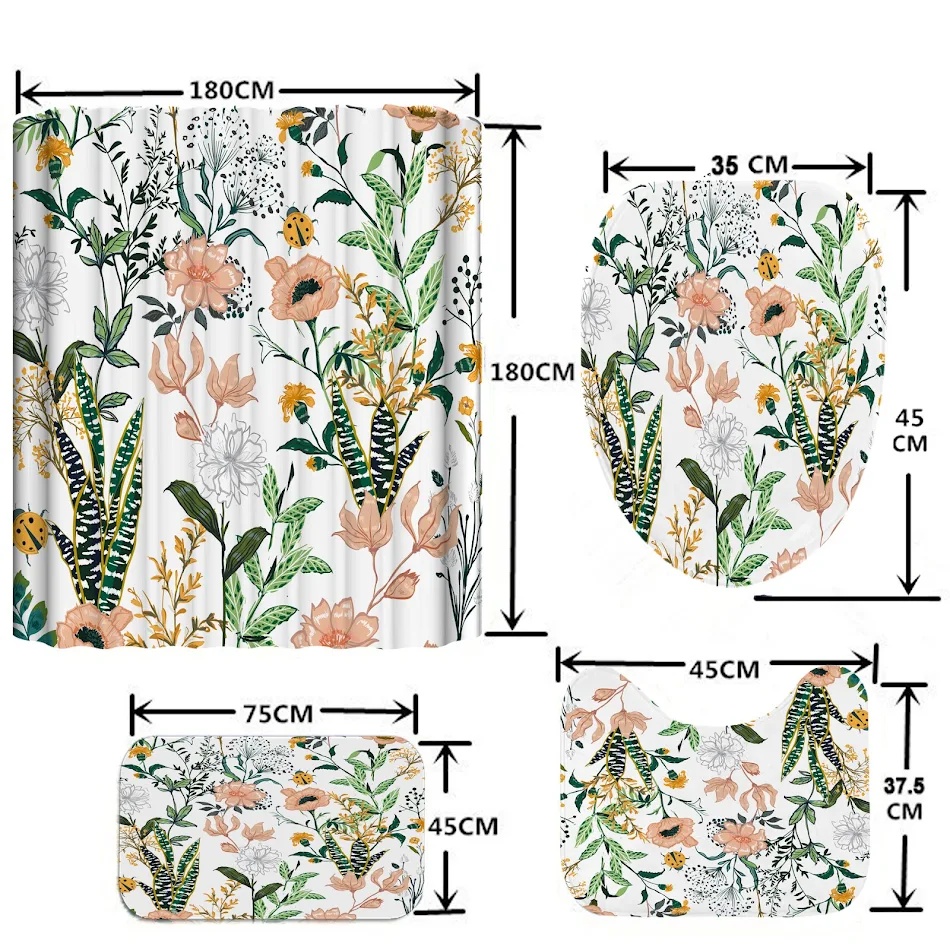 Duschvorhang mit Sukkulenten, Blumen und Gras Digitaldruck. Badezimmer Deko. Bringen Sie Natur in Ihr Badezimmer.