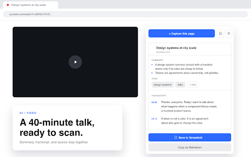 Sensefold Web Clipper: Articles, Videos, Threads, AI Chats, Markdown Export screenshot 3