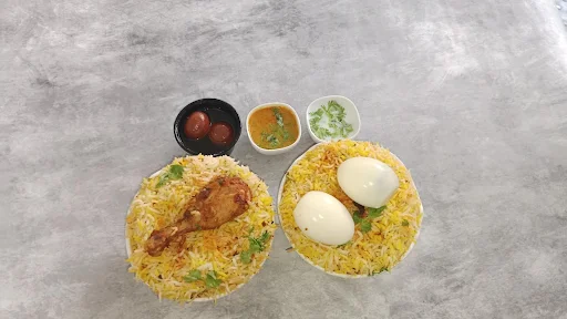 Chicken Dum Biryani [Full] With Egg Biryani [Single]