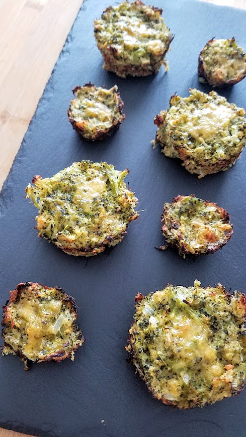 Recipe for Broccoli and Cheese Muffins, a natural green food for St Patricks Day or any day. You can make muffin sized ones which are nice and portable snacks, or do mini muffin ones for a party.