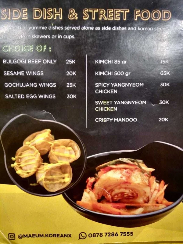 Ma Eum Korean Express menu 