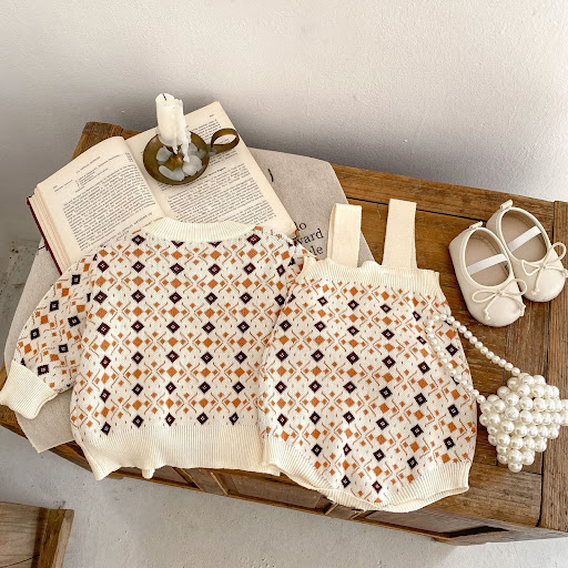 Title 7, Combinaison Romper Tricot Jacquard Rhombus avec...