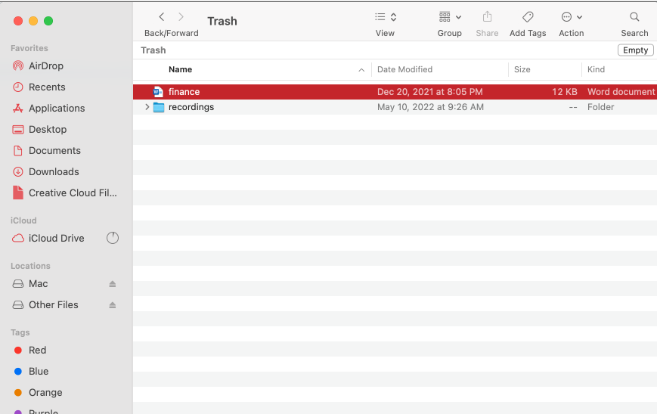 recover files from Mac Trash Can