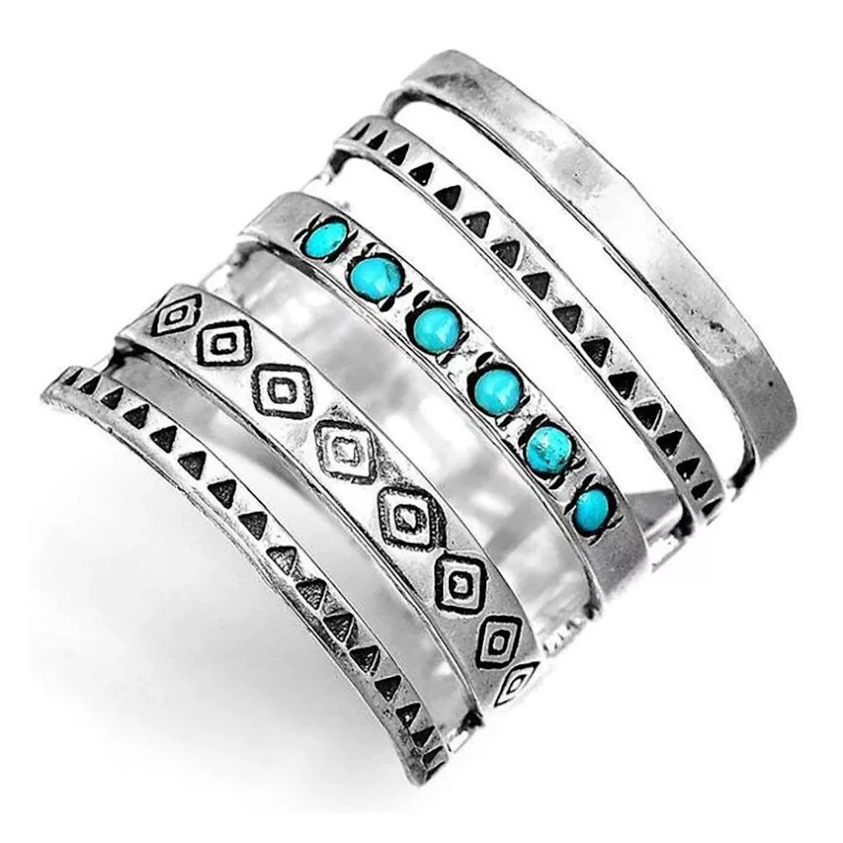 Fashion Hollowed-out Vintage Turquoise Ring, retro stijl, dames sieraad, uniek design, perfecte cadeau keuze. Een tijdloze ring.