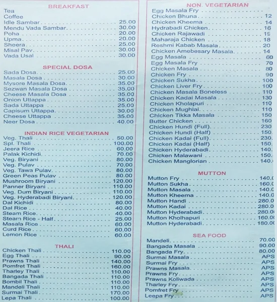 Ashirwad Lunch Home menu 