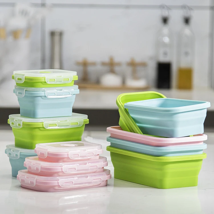 Title 3, Foldable Microwave Silicone Lunch Box Food Stor...
