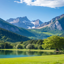 Lake at the foot of the mountain wallpaper