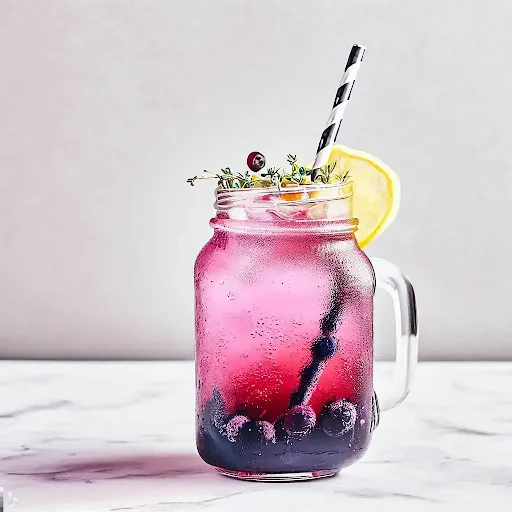 Sparkling Blueberry Lemonade Mocktail [450 Ml, Mason Jar]